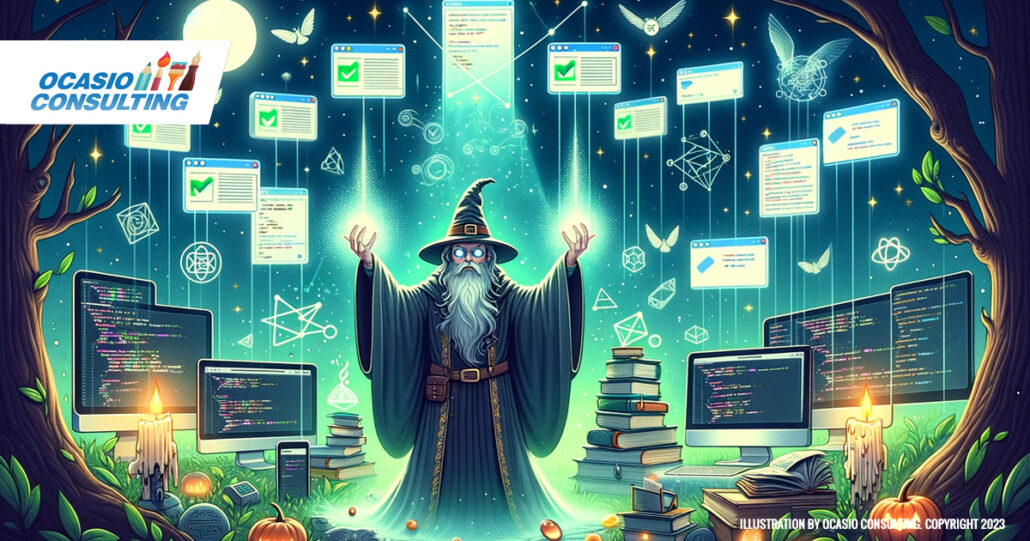 An imaginative digital illustration that captures the essence of 'How Do You Do the Responsive Web Design Voodoo